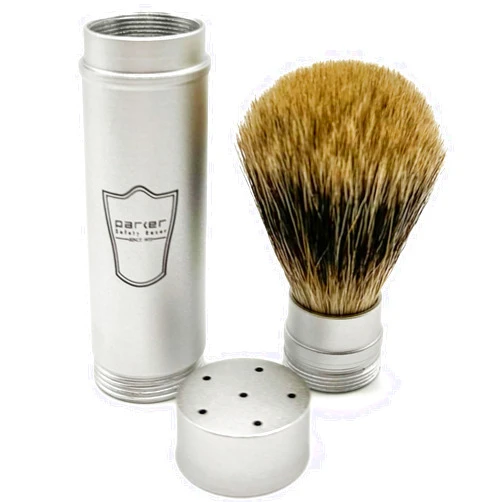 Parker Safety Razor Parker Full Size Travel Shaving Brush with Pure Badger Bristles - Ingenious Design Stores the Brush Head in the Handle Making the Brush Compact for Travel