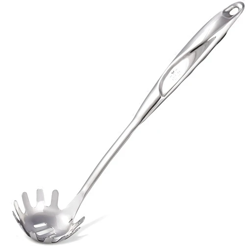 Zulay Kitchen Stainless Steel Spaghetti Spoon - 12” Pasta Spoon with Teeth & Draining Holes - Rust-Resistant Pasta Fork for Noodles & Pasta - Dishwasher Safe Utensil for Everyday Use