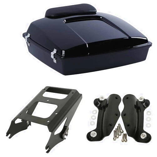 XMTMOTO Vivid Black Razor Tour Pack Luggage Kit w/Small Backrest Pad fits for Harley Davidson Touring Models 2009-2013,with Black Tour Pack Mounting Kit