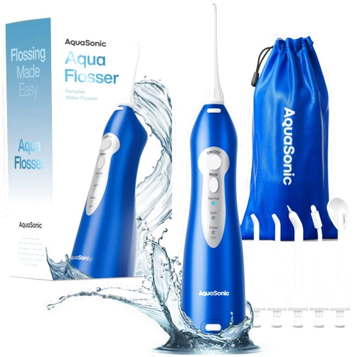 AquaSonic Water Flosser - Cordless Rechargeable Water Flossers for Teeth Cleaning - Waterproof Aqua Flosser, Portable Oral Irrigator for Dental Cleaning with 5 Jet Tips – Braces Home Travel