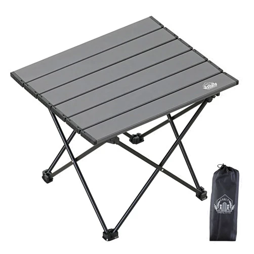 EHHLY Portable Folding Camping Table, Small Compact Aluminum Beach Picnic Table, Lightweight Collapsible Outdoor Camp Tables That Folds & Rolls Up, Beach Gear Essentials Camp Accessories, Grey