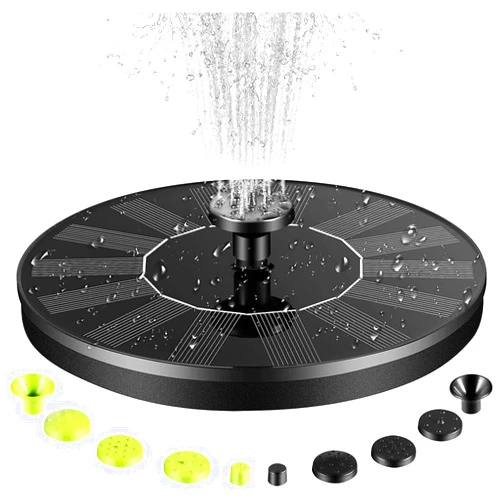 Fahsiam Solar Water Fountain for Bird Bath, Upgrade 1.4W Solar Powered Bird Bath Fountain Pump with 10 Nozzles, Solar Powered Water Fountain Pump for Bird Bath, Garden, Pond, Pool, Outdoor, Black
