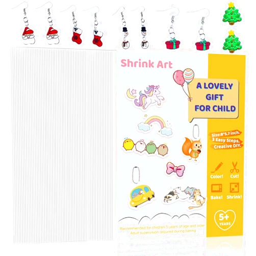 Rawskro 72 Pieces Sanded Shrink Plastic Sheet Kit, Shrinky Art Paper Translucent Shrink Film Sheets, Kids Creative Craft Activities for All Ages, 5.7 x 7.9inch / 14.5 x 20cm