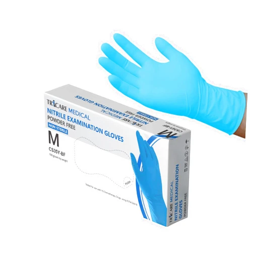TRICARE MEDICAL Nitrile Exam Gloves, Chemo Drug Tested, Latex Free, Powder Free, 4.3 Mil, Blue S, M, L, XL