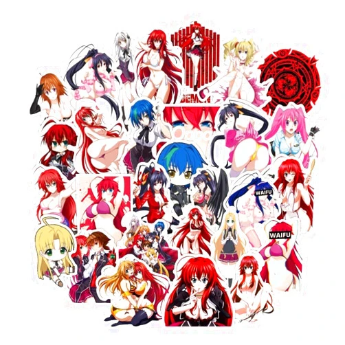 NAIAN 50Pcs Anime Rias and Himejima Stickers Graffiti Decals Sexy Girls Decal for Guitar Helmet Luggage Water Bottle Skateboard Favorites Motorcycle Bumper Decoration
