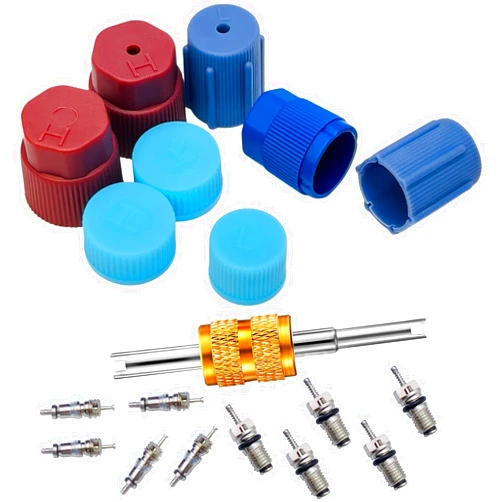 VOTNMIC Air Conditioning Valve Core Kit,Cap & Valve Air Conditioning System Seal Cap A/C R12 R134a Refrigeration A/C Valve Core Rmoval Tool HVAC AC Systems Charging Port Seal Caps Kit