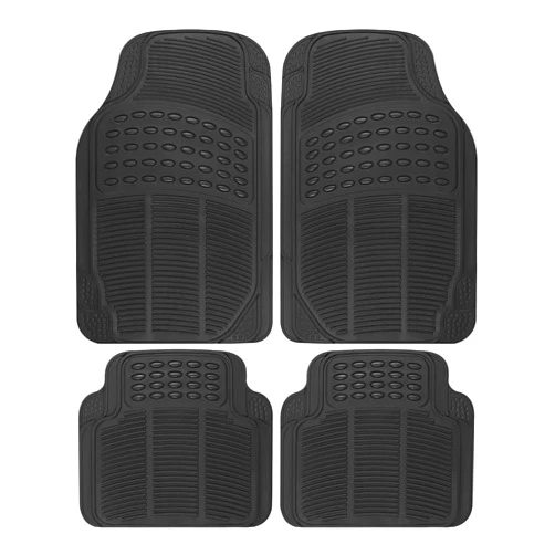 BDK Floor Mats, 4-Piece All-Weather Car Mat with Universal Fit Design, Durable Rubber Car Floor Mats with Capture Ridges, Waterproof for Cars Trucks SUV (Black)