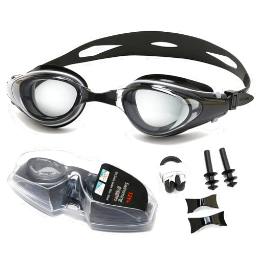Body+ Nearsighted Swim Goggles, Shortsighted Optical Mirror/Non-Mirror Lens Swimming Goggles Anti-Fog for Adult Men Women