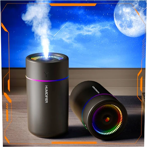 KISSWILL Mini Humidifier, USB Personal Desktop Humidifier for Car, Office, Bedroom etc. Auto Shut-Off, 2 Mist Modes, Super Quiet - (BL - Black)