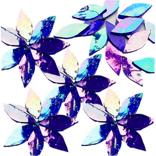 QLP 21 Pcs Petal Leaf Shape Mosaic Tiles Mixed Color Colored Mica Glass Mosaic for DIY Crafts Picture Frames Plates Flowerpots Vases Cups Mosaic Decoration Making (Phantom Blue)