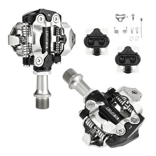 Wowsport Clipless Mountain Bike SPD MTB Pedals,Dual Sided Lightweight Aluminum 9/16″,Compatible with Shimano SPD Cleats