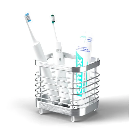 Oasiteege Shower Toothbrush Holder for Bathroom, Stainless Steel Tooth Brush Organizer Storage Caddy, Kids Sink Toothpaste Holder Stand Tray, Silver Bathroom Countertop Accessories Decor
