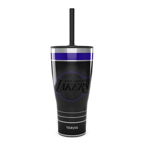 Tervis Traveler NBA Los Angeles Lakers - Night Game Triple Walled Insulated Tumbler Travel Cup Keeps Drinks Cold & Hot, 30oz with Straw Lid, Stainless Steel
