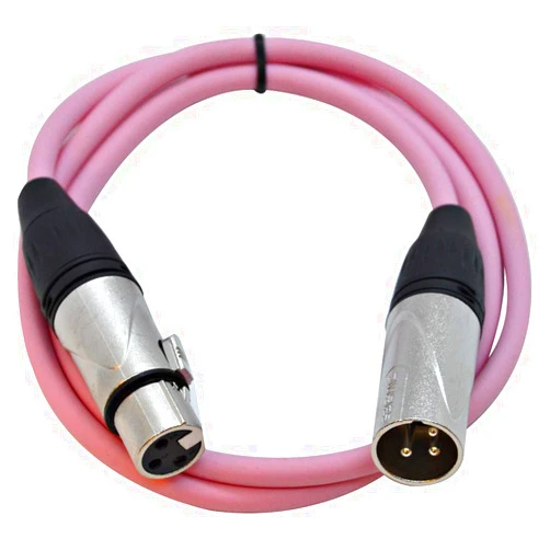 Seismic Audio - SAXLX-3Pink - 3 Foot Pink XLR Patch Cable Mic Cord - 3 Pin XLR Male to XLR Female Microphone Cables - 3'