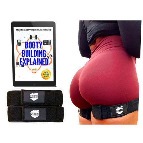 Priti Fit BFR Booty Bands for Women with 8-Week Guide for Legs, Glutes & Hip Building, Blood Flow Restriction Occlusion Bands for Workouts,Best Fabric Resistance Loop,Tone & Lift Your Butt,Squat,Thigh,Fitness Black