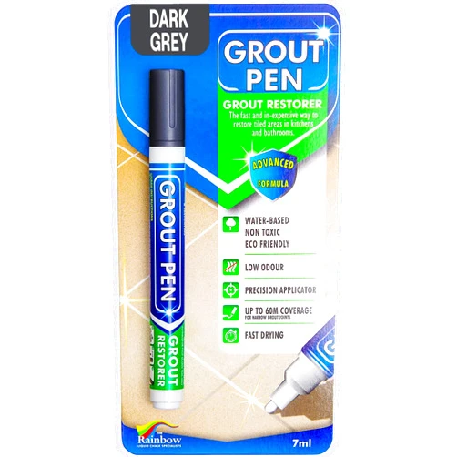 Rainbow Chalk Markers Limited Grout Pen Dark Grey Tile Grout Paint Marker: Waterproof Tile Grout Paint Pen Colorant, Grout Shine Touch Up & Renew - Dark Grey, Narrow 5mm Tip (7mL)