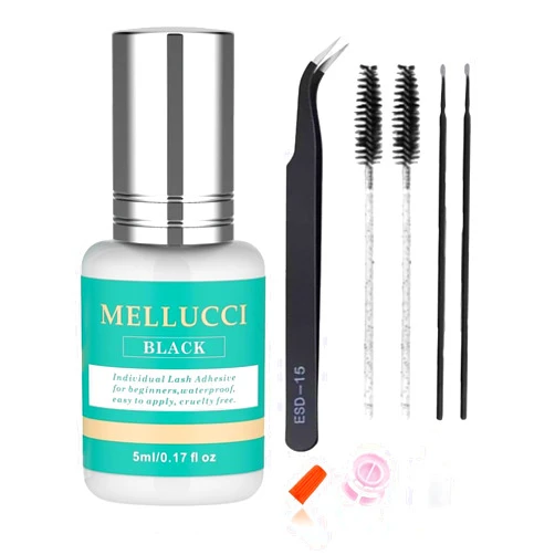 MELLUCCI Lash Cluster Glue Strong Hold Cluster Lash Glue Waterproof Lash Glue for DIY and Professional Use 2-3 Weeks Long-Lasting Lash Glue 5ml Lash Extension Glue Low Fume