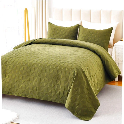 OARAGE Queen Quilt Bedding Set Green Lightweight Quilted Bedspread Full Size with Pinwheel Motif,Soft Microfiber Quilting Coverlet for All Seasons (1 Quilt, 2 Shams)