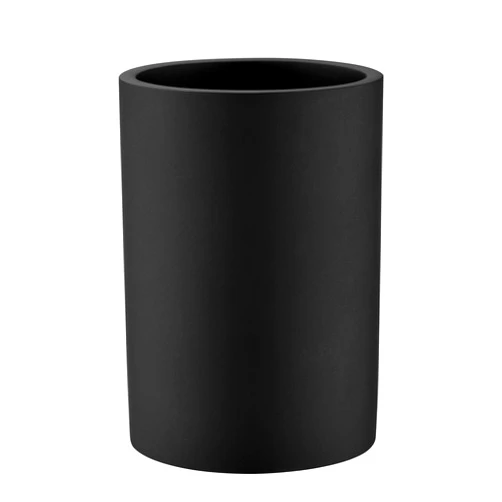 JINCROP Matte Black Bathroom Cup Resin Matte Black Tumbler Cup Round Bathroom Cylinder Makeup Brushes Cup Toothpaste Pens Holder (Matte Black)