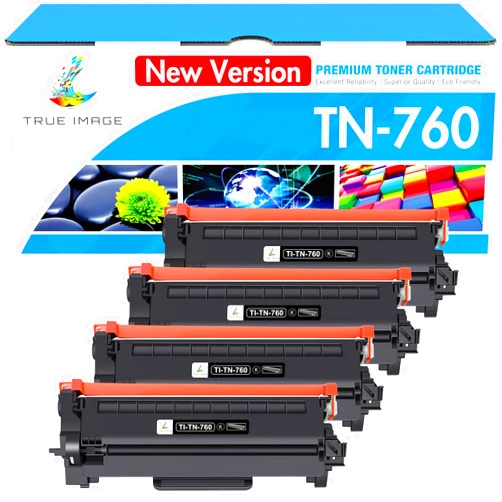 TRUE IMAGE TN760 Toner for Brother Printer TN730: Compatible for Brother TN 760 730 TN-730/TN-760 High Yield Black for MFC-L2710DW MFC-L2750DW HL-L2350DW DCP-L2550DW HL-L2390DW HL-L2370DW 4-Pack