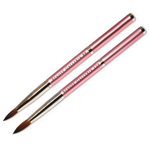 BEAUTÉ GALLERIA Beaute Galleria 2 Pieces Kolinsky Sable Round Acrylic Nail Art Brush Set, Manicure Detail Painting Nail Art Pen (Size 8, 12)