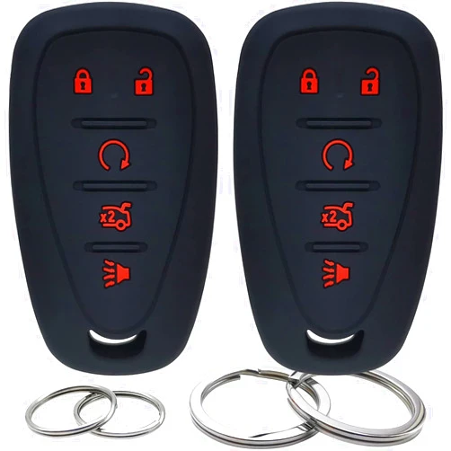 GFDesign 2 Pcs Silicone 5 Buttons Key Fob Cover Remote Case Keyless Protector Compatible with 2016-2020 Chevrolet Chevy Malibu Camaro Cruze Equinox Sonic Spark Traverse Blazer Bolt EV Trax Volt