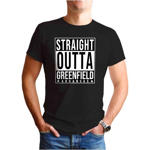 Westwood Tees Straight Outta Greenfield Arkansas (AR) T-Shirt Souvenir Gift for City Lover. Unisex.