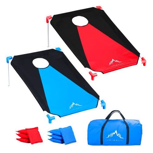 Himal Outdoors Himal Portable PVC Framed Cornhole Game Set with 8 Bean Bags and Carrying Bag (Blue-Red,3 x 2-feet)