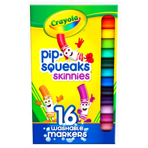 Crayola Pip Squeaks Skinnies Washable Marker Set (16ct), Mini Markers for Toddlers, Thin Coloring Markers for Kids, Kids Gifts & Easter Basket Stuffers