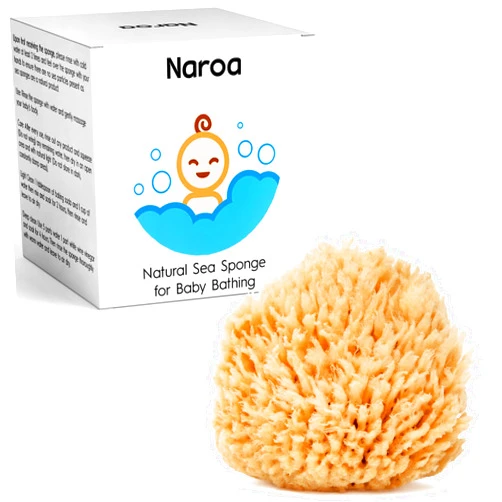 NAROA Natural Baby Bath Sponge in Gift Box | Premium Soft Wool Sea Sponge for Babies | Newborn Bath Time Essentials | Sustainable & Plastic Free (1 Pack)
