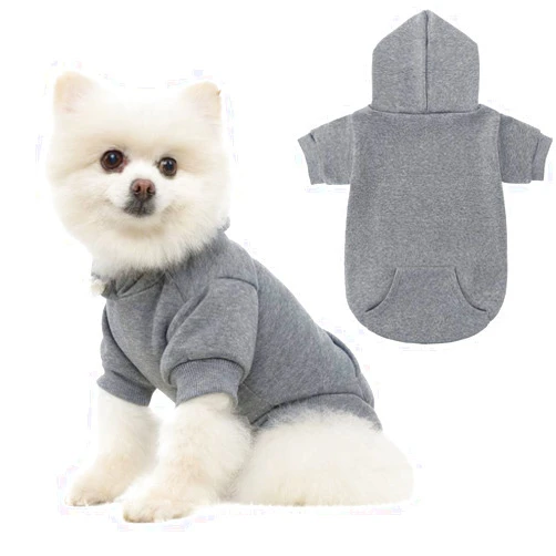 KOOLTAIL Basic Dog Hoodie - Soft and Warm Dog Hoodie Sweater with Leash Hole and Pocket, Dog Winter Coat, Cold Weather Clothes Sweatshirt for Small Medium Large Dogs Puppy Cat Boys Girls Grey M