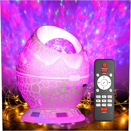 Growiner Dinosaur Egg Galaxy Star Projector Starry Light with Bluetooth Speaker, Night Light with White Noise, Nebula, Timer & Remote Control Best Gift & Decoration for Christmas Kids Bedroom (White Pro)