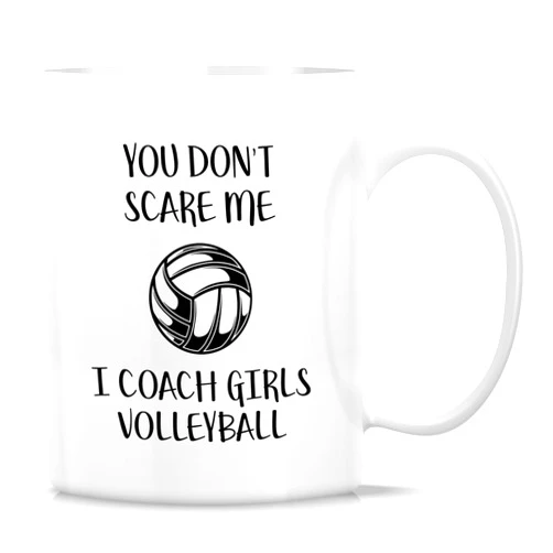 Retreez Funny Volleyball Coach Mug Gift Don't Scare Me I Coach Girls Volleyball 11 Oz Ceramic Coffee Mug - Thank-you Sarcastic Motivational Inspirational birthday gift for friend coworker teacher dad
