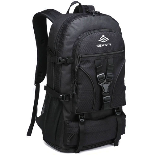 SEMSTY Hiking Backpack, 40+5L Expandable Hiking Backpack for Hiking,Traveling, Camping,Travel Backpack for Man/Women Black