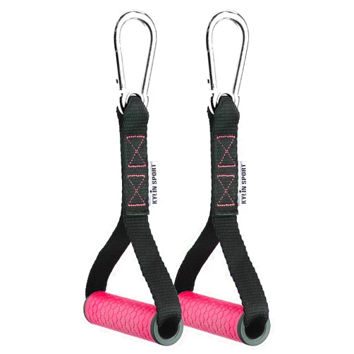KYLIN SPORT Upgraded Cable Machine Attachments Resistance Bands Handles Grips Fitness Strap Stirrup Handle Cable Attachment Silicon Grip with Metal Carabiner Colorful Version