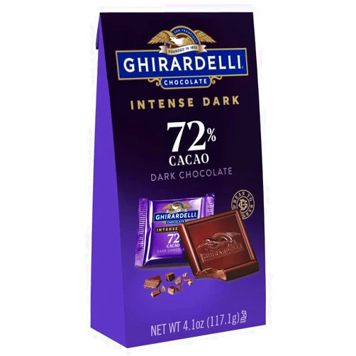 Ghiradelli GHIRARDELLI Intense Dark Chocolate Squares, 72% Cacao Holiday Chocolate for Holiday Gifts and Stocking Stuffers, 4.1 Oz Bag (Pack of 6) 72% Cacao Twilight Delight