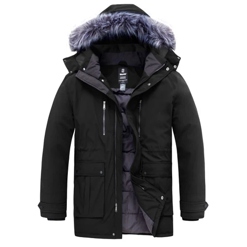 wantdo Men's Big and Tall Winter Coat Warm Long Puffer Jacket Thicken Snow Parka Outerwear with Removable Hood