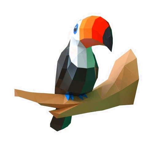 PRDECE Giant Beak Bird Wall Hanging Decor Hand-Made 3D Paper Model DIY Pendant Decorated Geometric Origami Kids Room Decoration (B)
