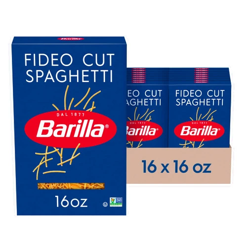 Barilla Fideo Cut Spaghetti Pasta, 16 oz. Box (Pack of 16) - Non-GMO Pasta Made with Durum Wheat Semolina - Kosher Certified Pasta