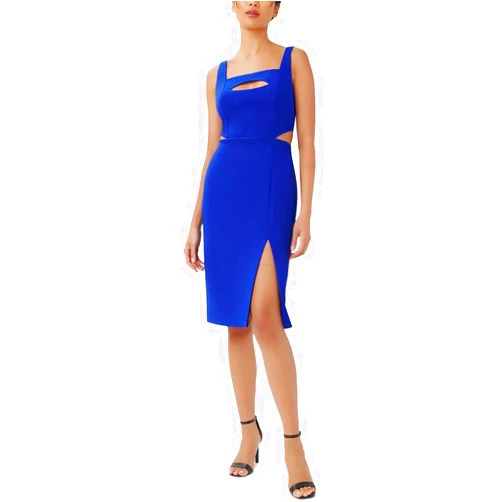 Aidan Mattox Aidan Womens Cut Out Knee Length Sheath Dress Blue 12