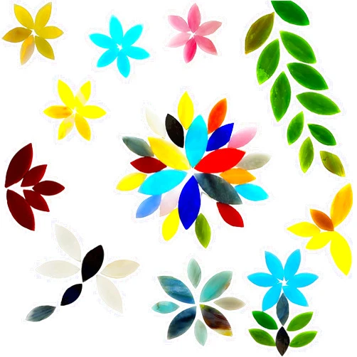 PALJOLLY 120 Pcs Petal Mosaic Tiles for Crafts, Hand Cut Stained Glass Petals, Mosaic Flower Pieces, Tiffany Glass Tiles Supplies Kit for Mosaics and Crafting, Assorted Size and Colors