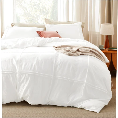 Bedsure Grid Tufted Duvet Cover Queen - Shabby Chic Duvet Cover, 3-Piece Queen Size Boho Bedding, Includes 1 All-Season Duvet Cover & 2 Pillowcases (White, Queen, 90
