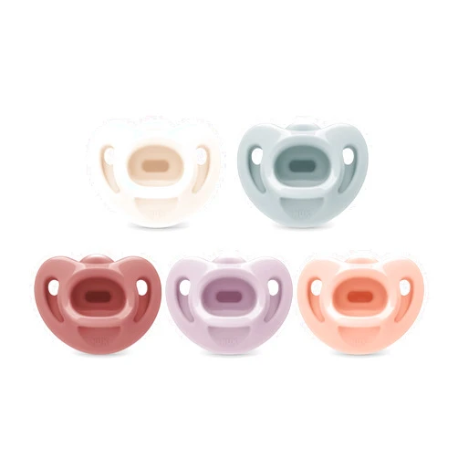 NUK 100% Silicone Comfy Orthodontic Pacifiers, 0-6 Months, Pink Fashion, Timeless Collection, 5 Count