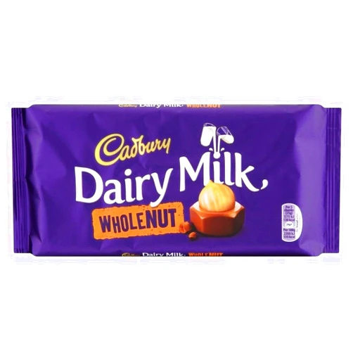 Cadbury Dairy Milk Whole Nut Bar 180g (Pack of 2)