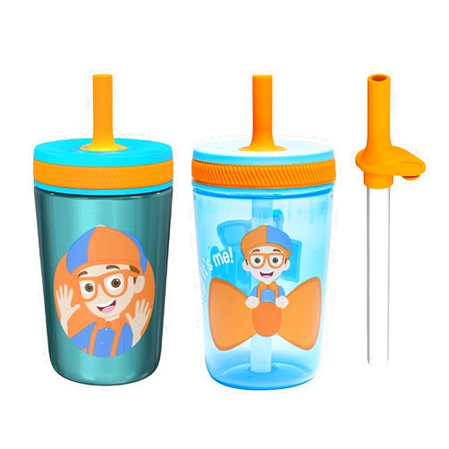 Zak Designs Blippi Kelso Toddler Cups For Travel or At Home, 12oz Vacuum Insulated Stainless Steel Sippy Cup With Leak-Proof Design is Perfect For Kids