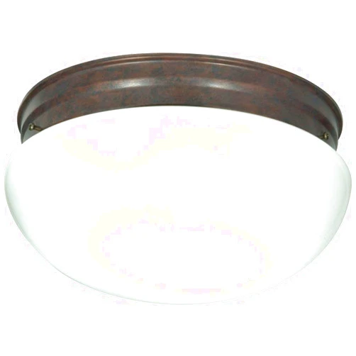 NUVO SF76/604 Two Light Mushroom Flush Mount, Old Bronze/White Glass