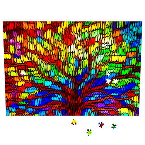 Generic Puzzled by Art, Colorful Stained Glass Tree, Jigsaw Puzzles Adult, Fall Jigsaw Puzzles, Adult Puzzle, Hard
