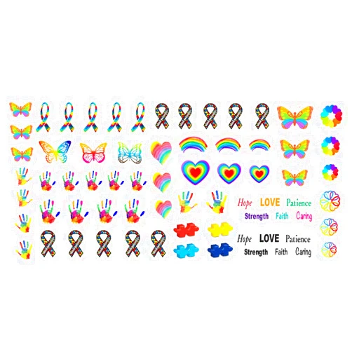 Generic Autism Awareness Nail Art Waterslide Decals Set #3 - Salon Quality Autism