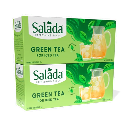 Salada Green Iced Tea, Zero Calorie Green Tea, Rich and Smooth Taste Green Tea Blend, 24 Family Sized Individually Wrapped Tea Bags (Pack of 2)