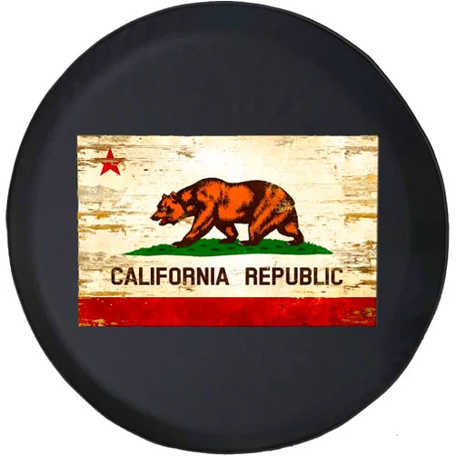 Shorian Tire Covers Spare Tire Cover Distressed California Republic Bear Adventure Offroad Fun Lifted fits SUV or Camper RV Accessories Black Size 30 Inch